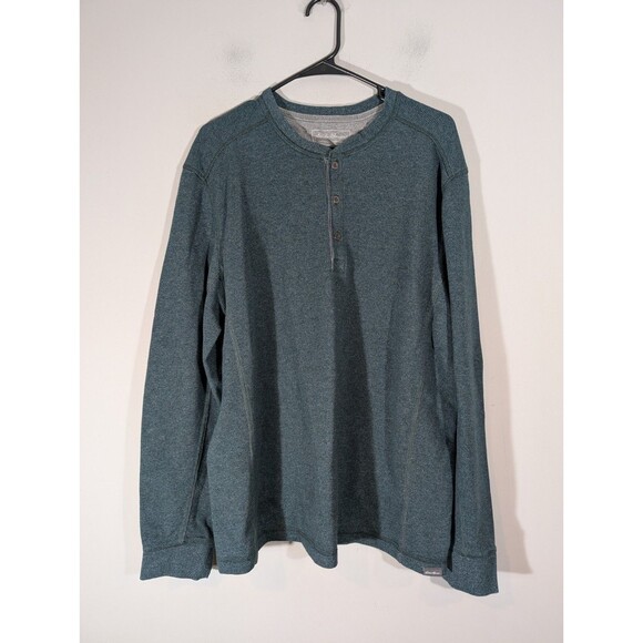 Eddie Bauer Men Ribbed Henley Long Sleeve Shirt Teal Sz XL Outdoor Gorpcore - Picture 1 of 8